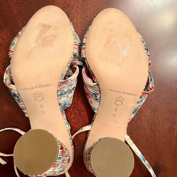 NWOB Loeffler Randall Camellia Floral Print Pleated Heels Sandals Shoes Size 9 - Picture 4 of 6